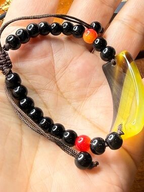 jade beaded adjustable bracelet